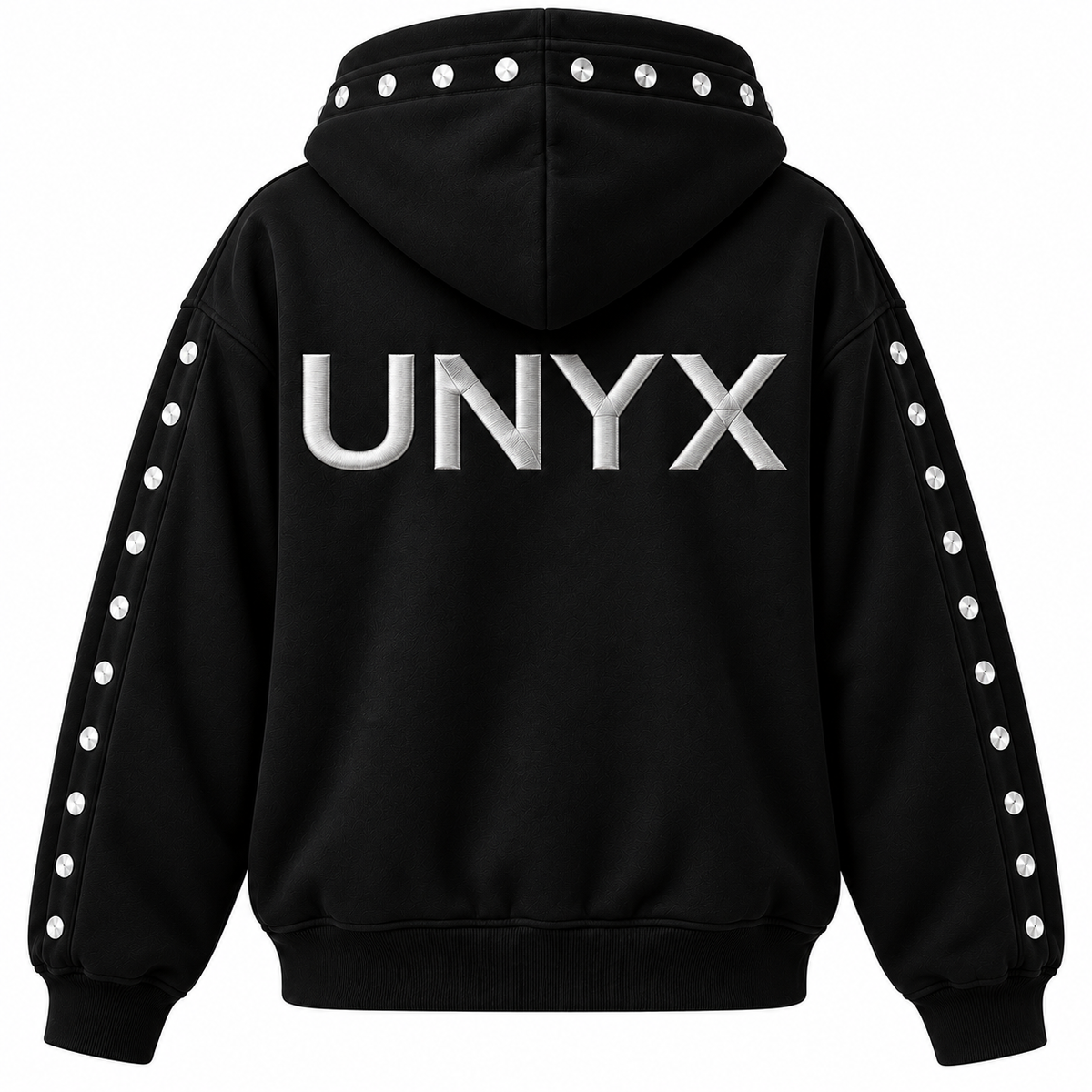UNYX Oversized Studded Zip-Up Hoodie – Black